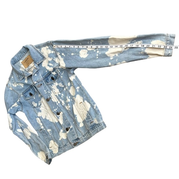 Carbon Womens Tie Dye Denim/Jeans Jacket Light Wash‎ with Distress Size S New! - Picture 10 of 11